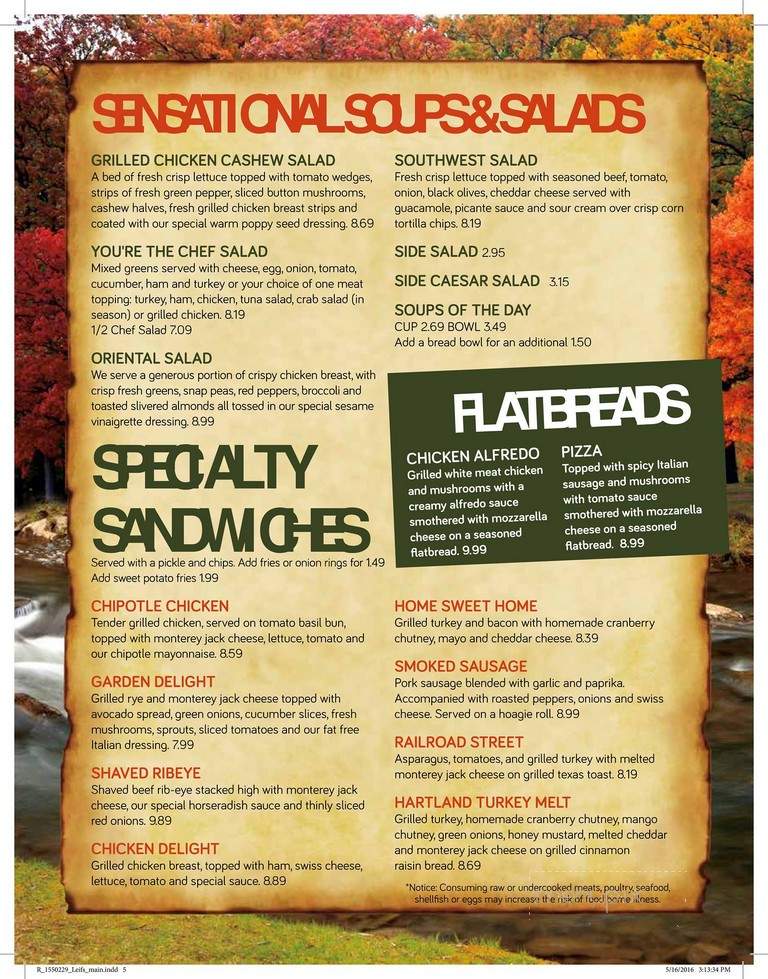 Leif's Cafe - Eagle River, WI menu_pic