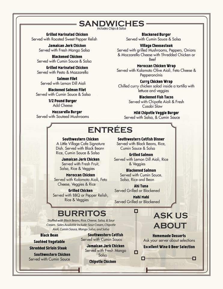 Little Village Cafe - Baraboo, WI menu_pic