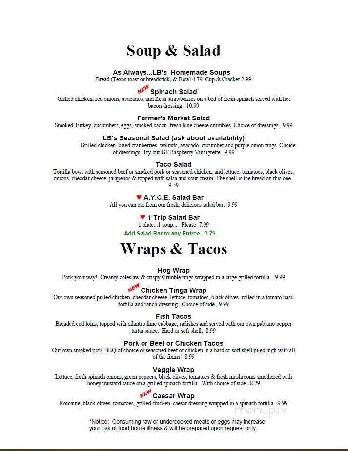Longbranch Saloon & Eatery - Minong, WI menu_pic