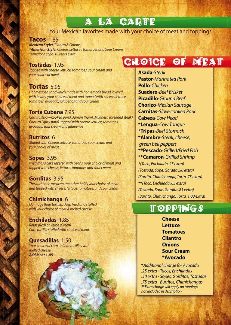 Los Cantaritos - Kenosha, WI menu_pic