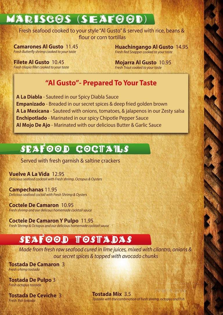 Los Cantaritos - Kenosha, WI menu_pic