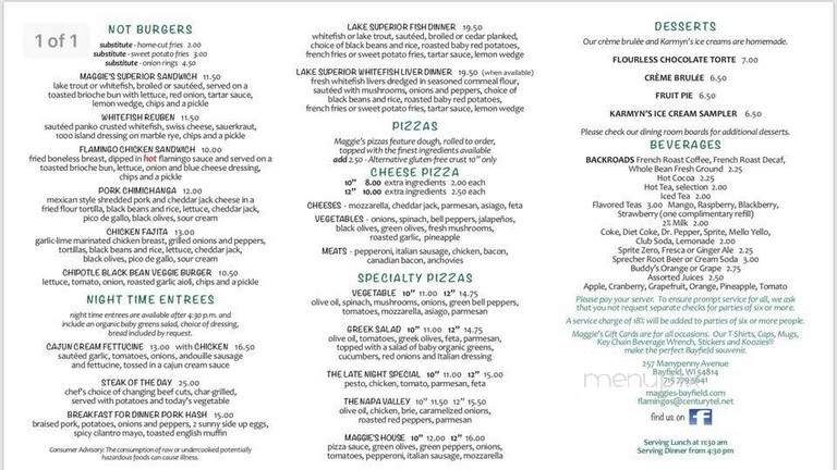 Maggie's - Bayfield, WI menu_pic