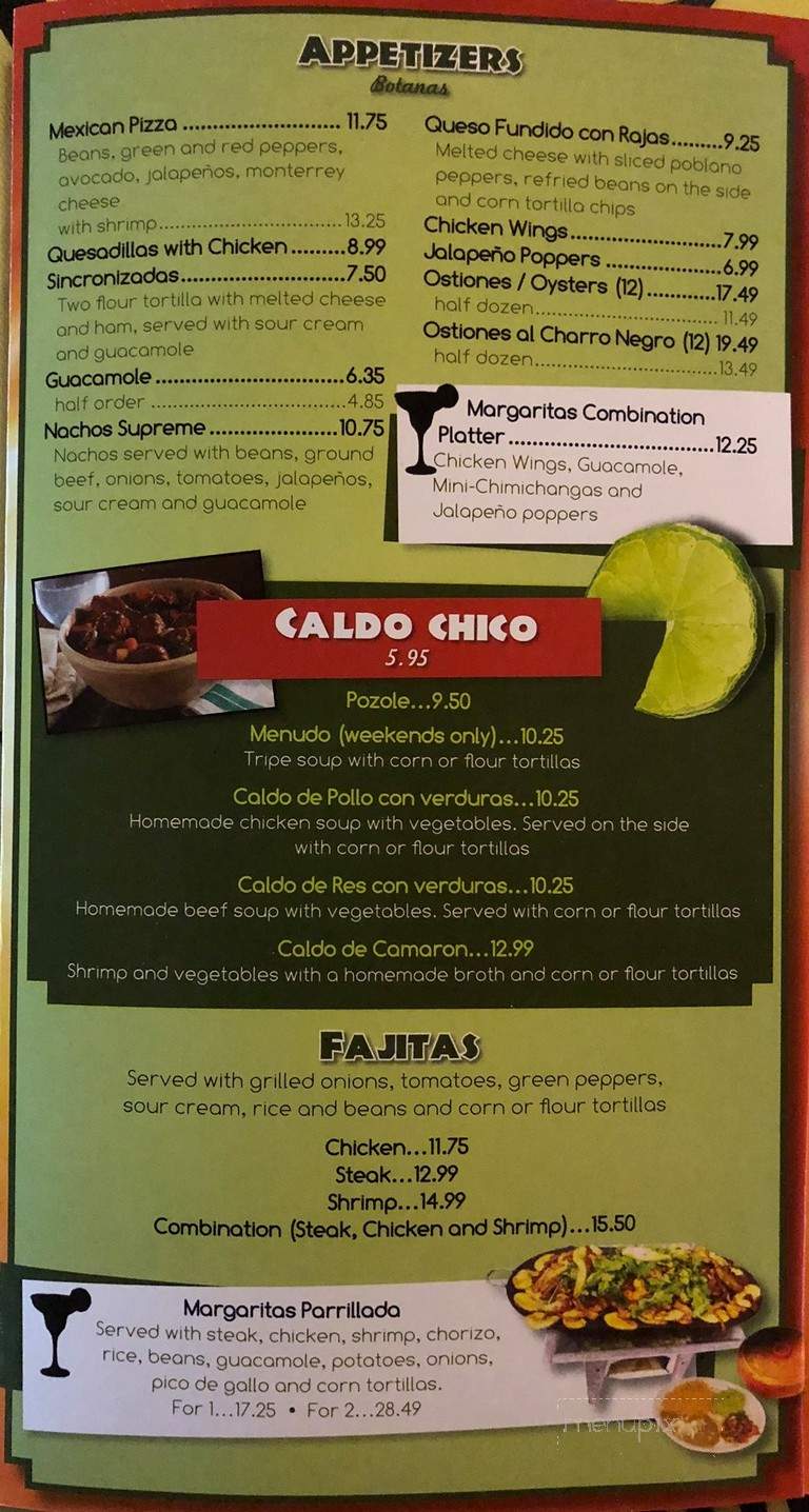 Margaritas Mexican Grill - Waukesha, WI menu_pic