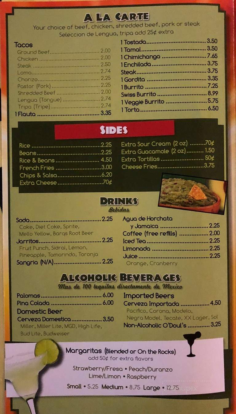 Margaritas Mexican Grill - Waukesha, WI menu_pic