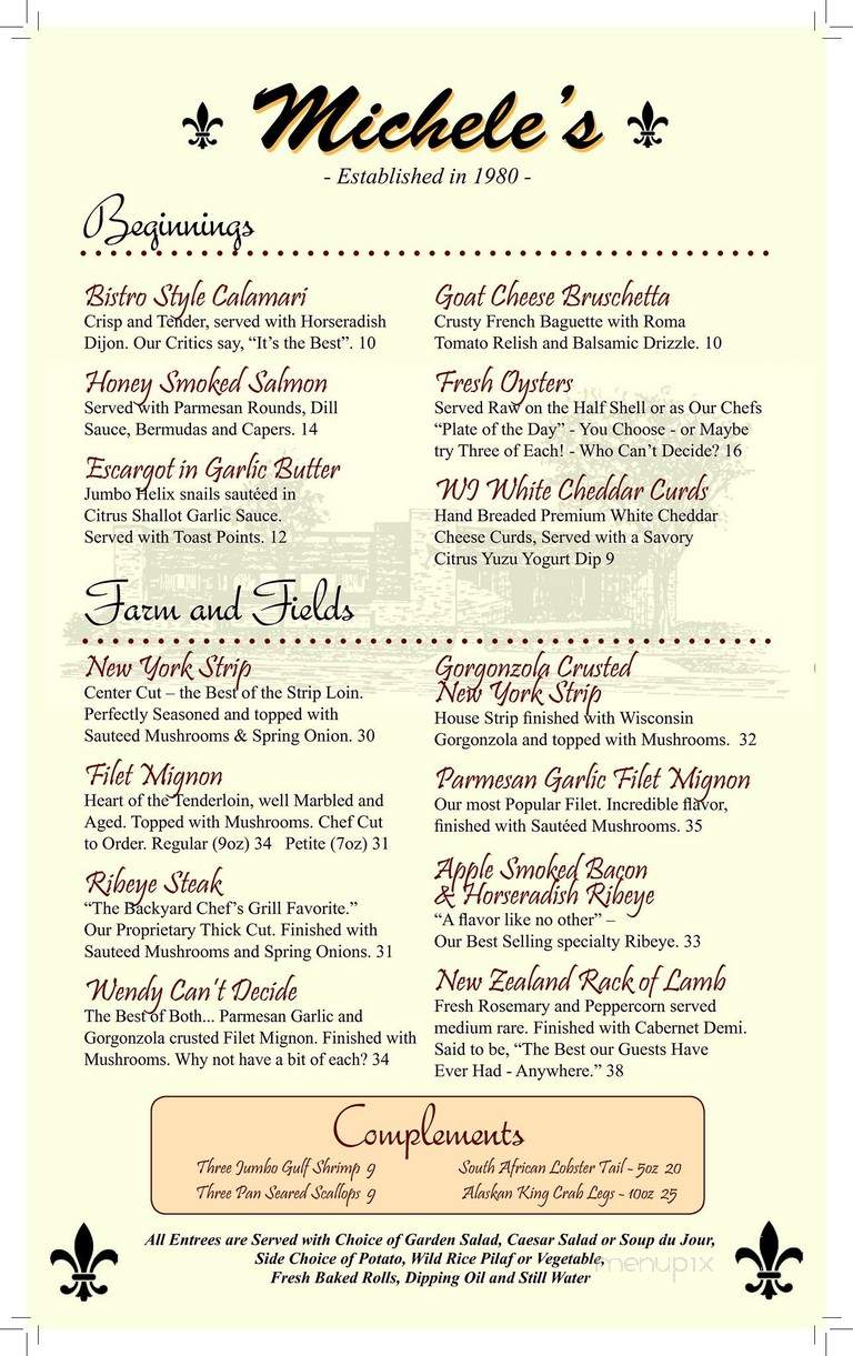 Michele's Restaurant - Stevens Point, WI menu_pic