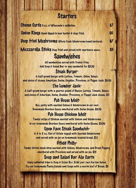 Northwoods Supper Club - Fifield, WI menu_pic