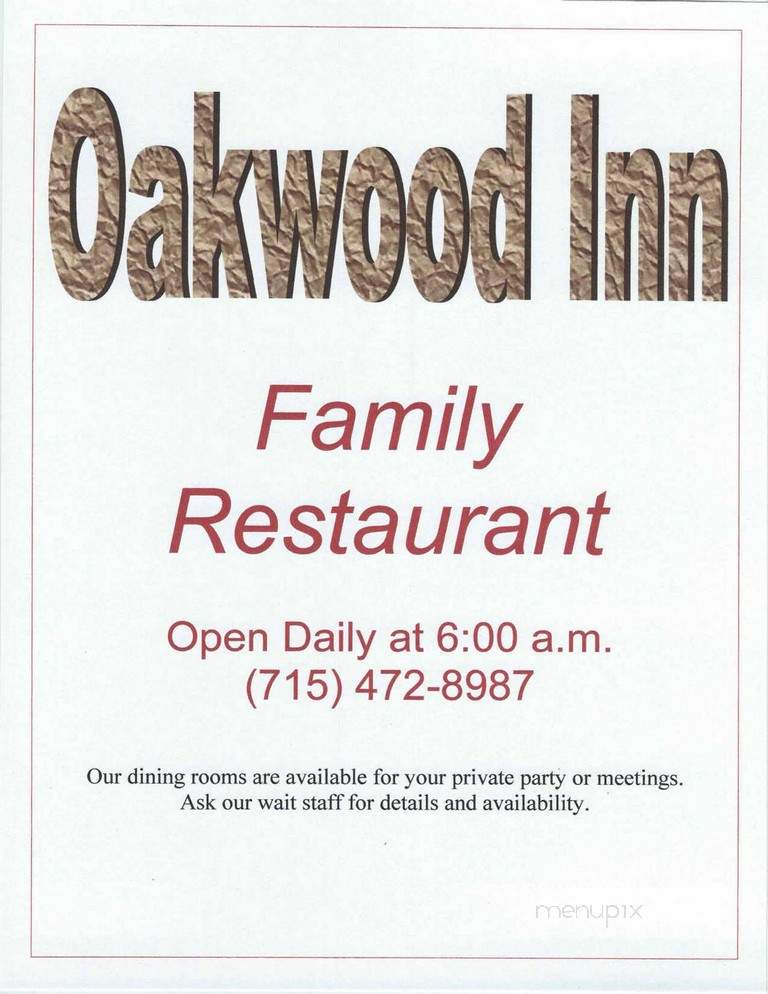 Oakwood Inn - Luck, WI menu_pic