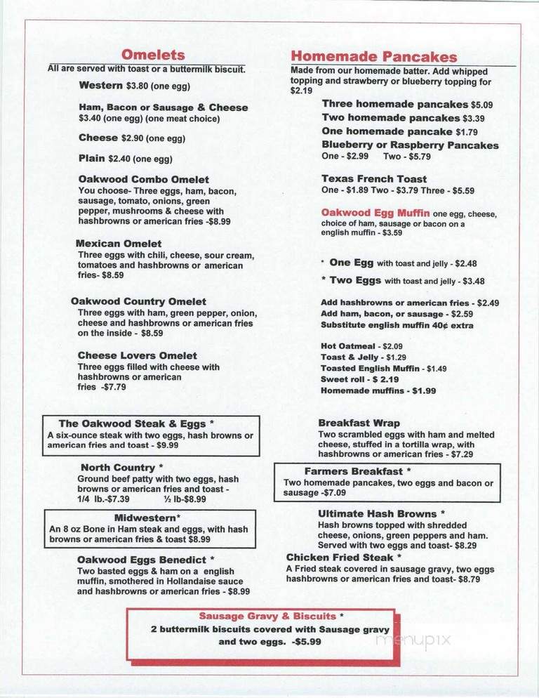 Oakwood Inn - Luck, WI menu_pic