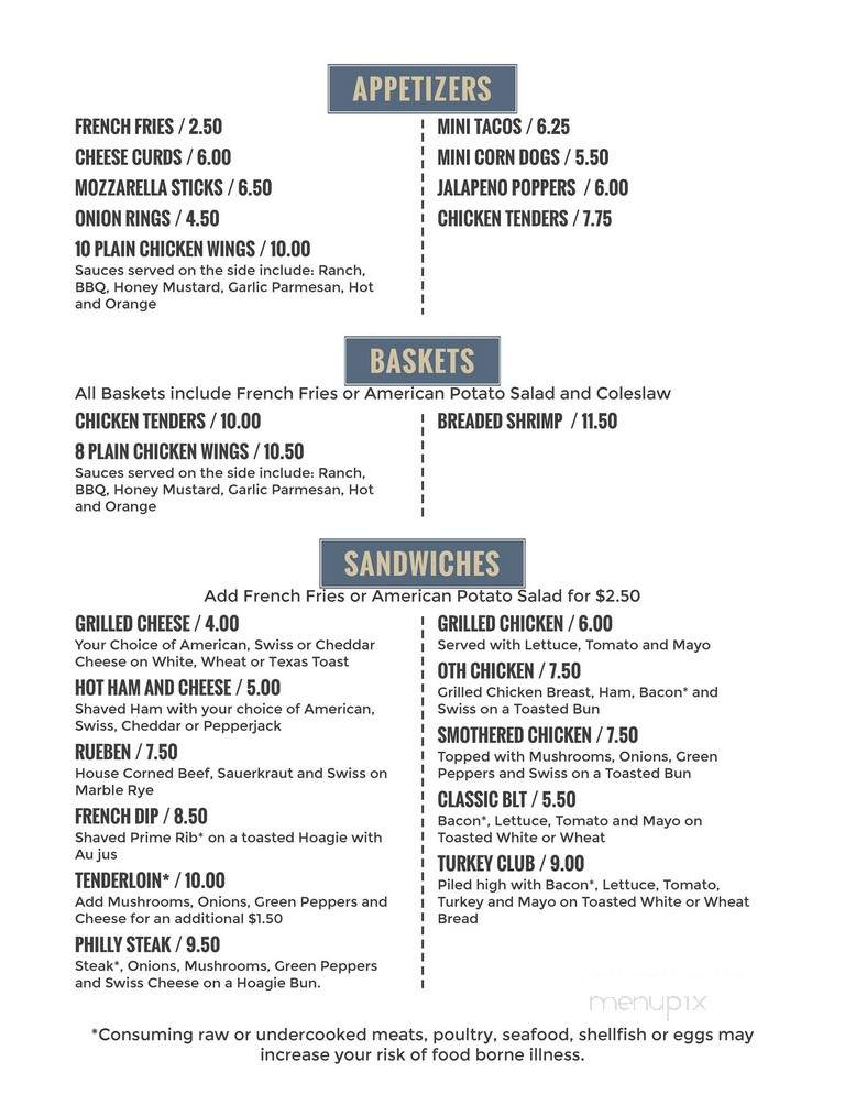 Old Town Hall - Townsend, WI menu_pic