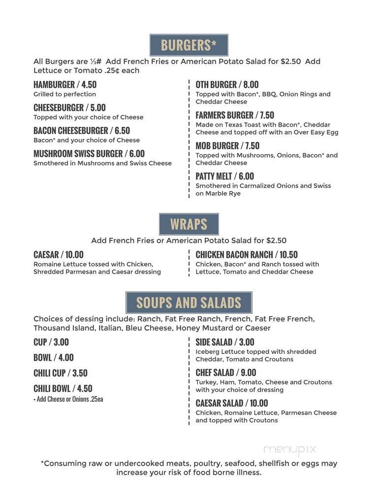 Old Town Hall - Townsend, WI menu_pic