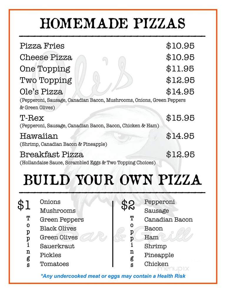 Ole's - Maiden Rock, WI menu_pic