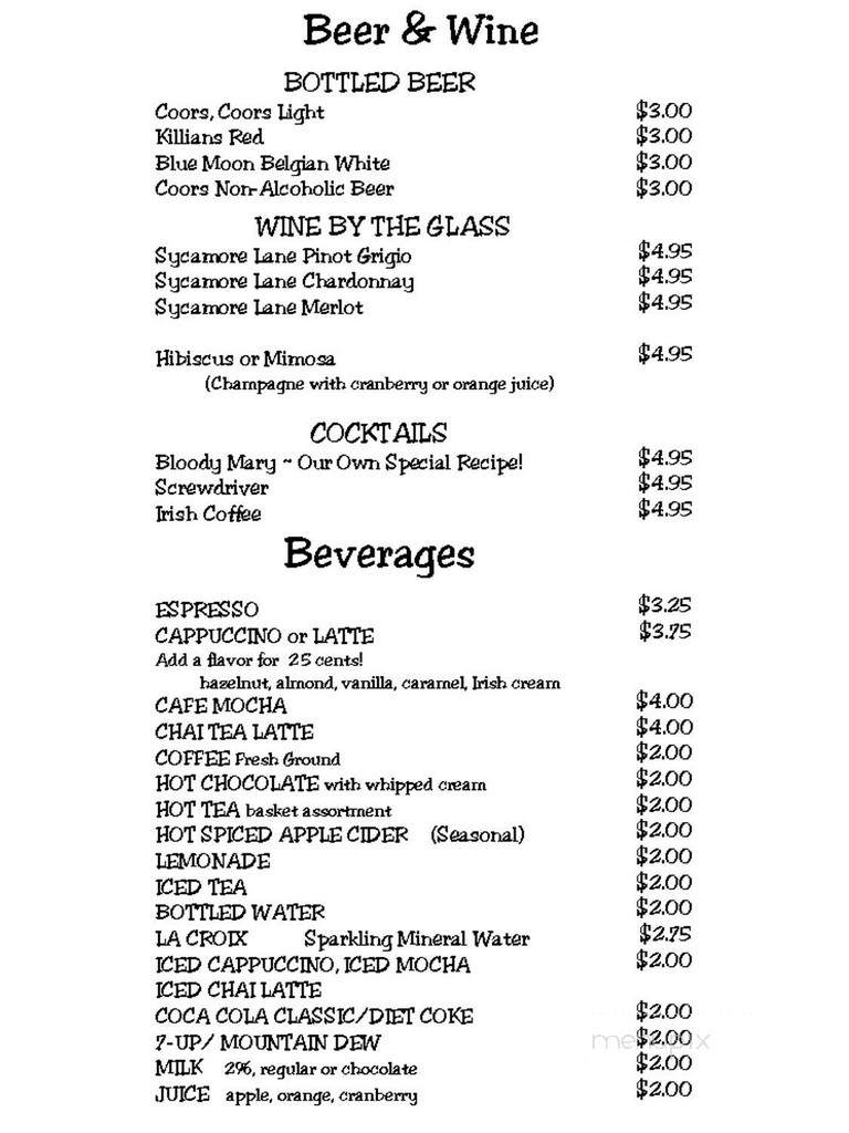 Once In A Blue Moon - Princeton, WI menu_pic