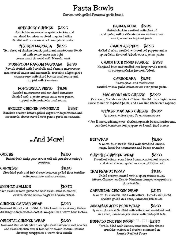 Once In A Blue Moon - Princeton, WI menu_pic