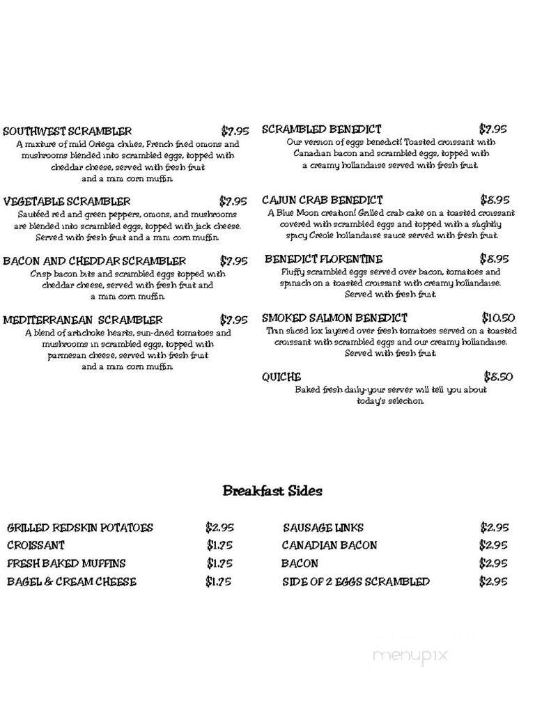 Once In A Blue Moon - Princeton, WI menu_pic