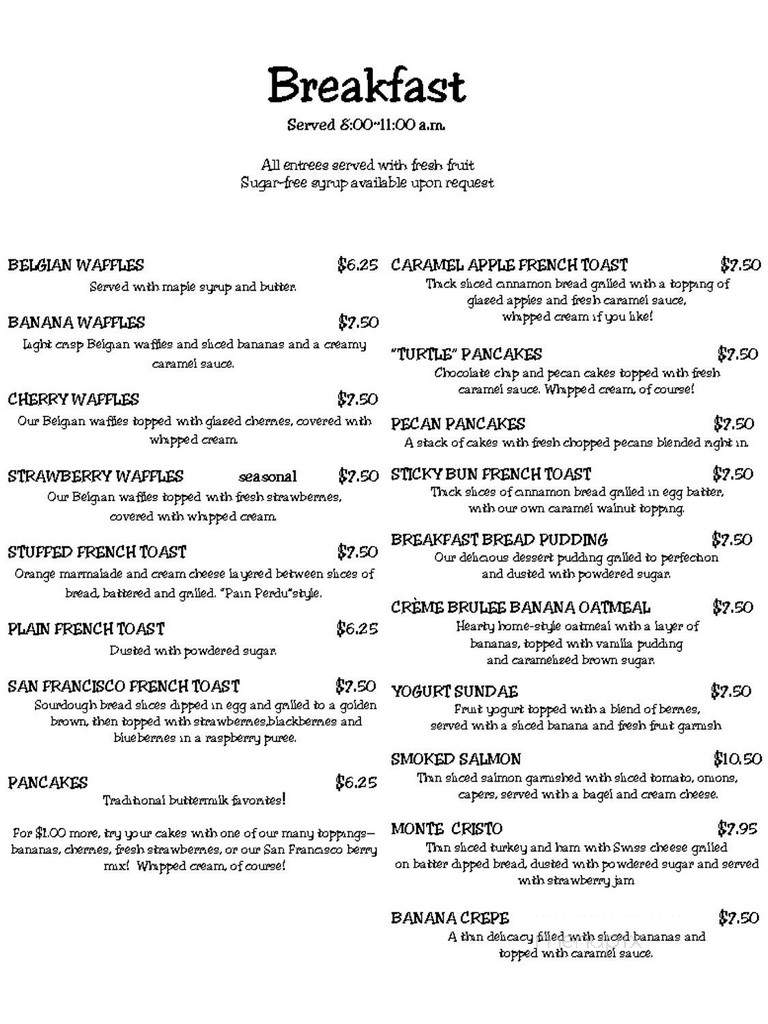 Once In A Blue Moon - Princeton, WI menu_pic