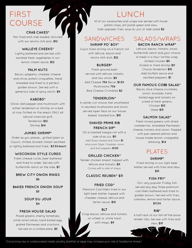 Palms Supper Club Steak House - Schofield, WI menu_pic