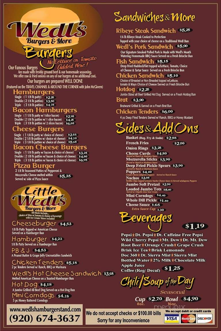 Petersons Hamburger Stand - Jefferson, WI menu_pic
