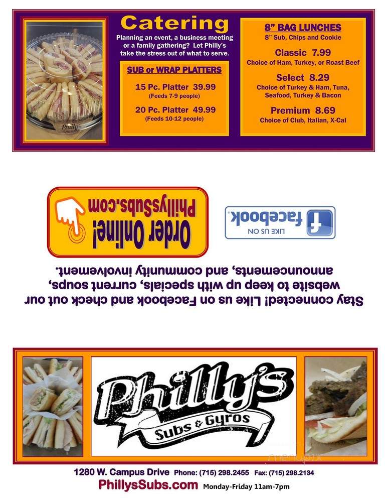 Philly's Sub & Gyros - Wausau, WI menu_pic