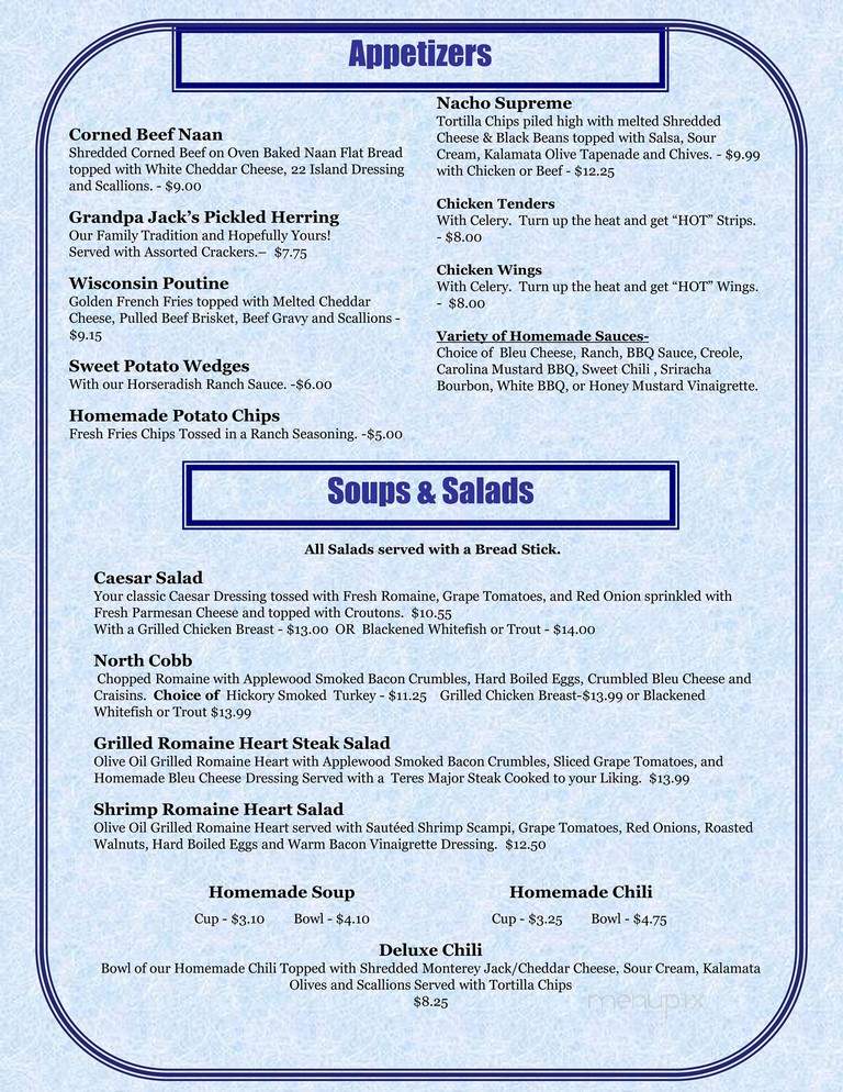 Pier Plaza Restaurant - Bayfield, WI menu_pic