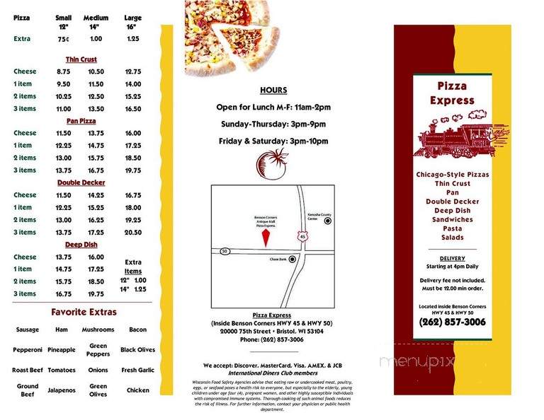 Pizza Express - Bristol, WI menu_pic