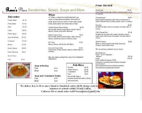 Rena's Place - Eagle River, WI menu_pic