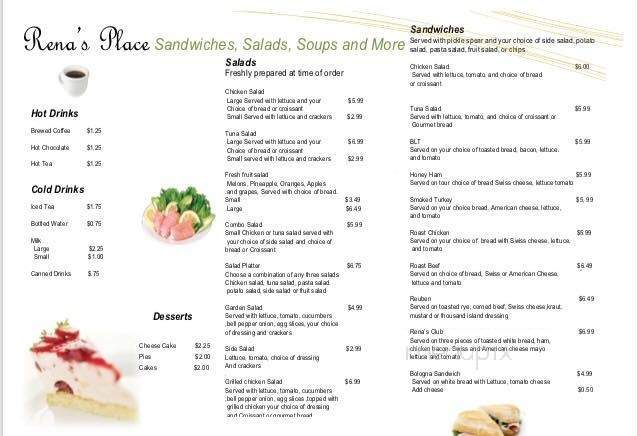 Rena's Place - Eagle River, WI menu_pic