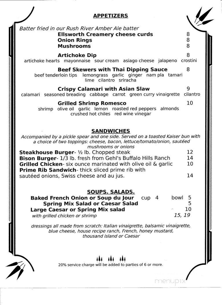 Shaddy Grove - Ellsworth, WI menu_pic