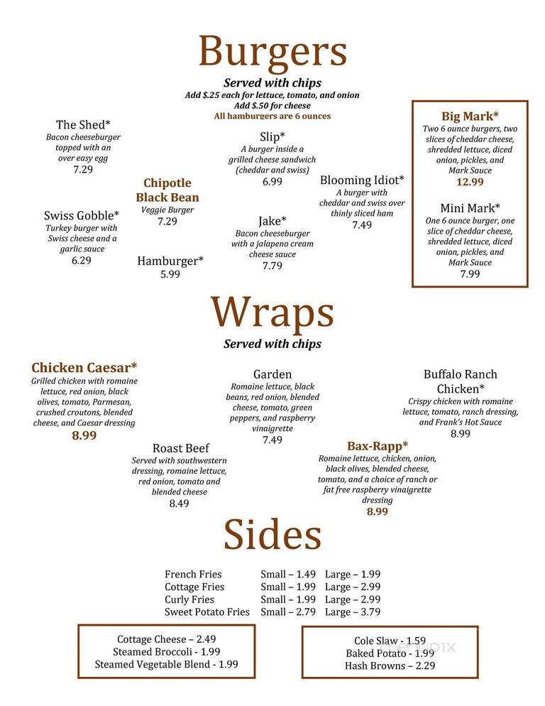 Shed - Spring Green, WI menu_pic