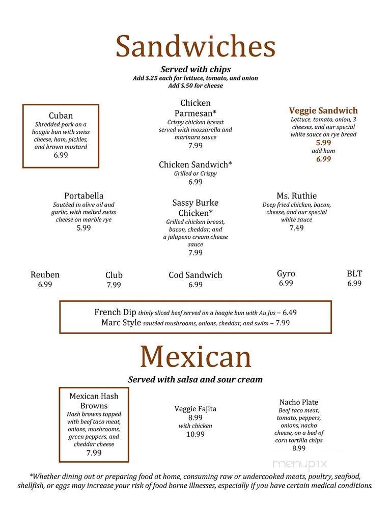 Shed - Spring Green, WI menu_pic