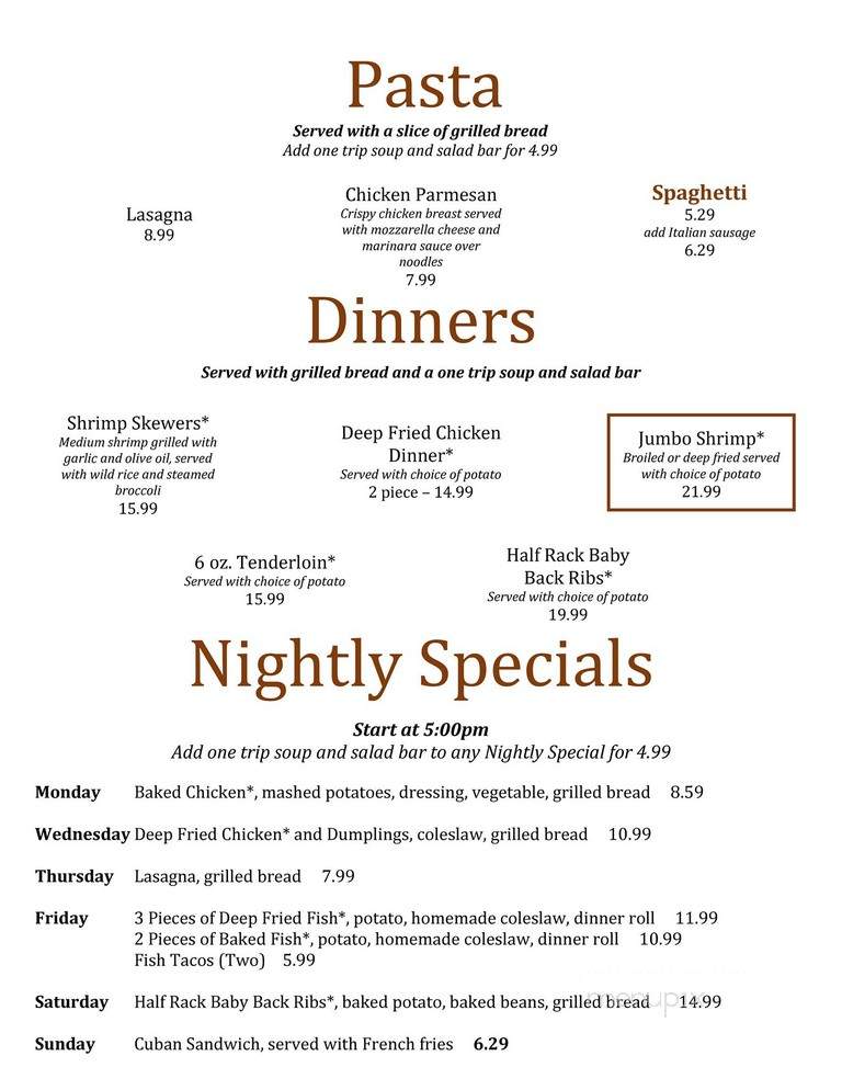 Shed - Spring Green, WI menu_pic