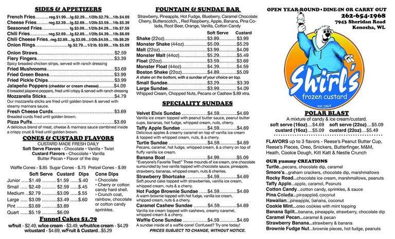 Shirl's Drive In - Kenosha, WI menu_pic