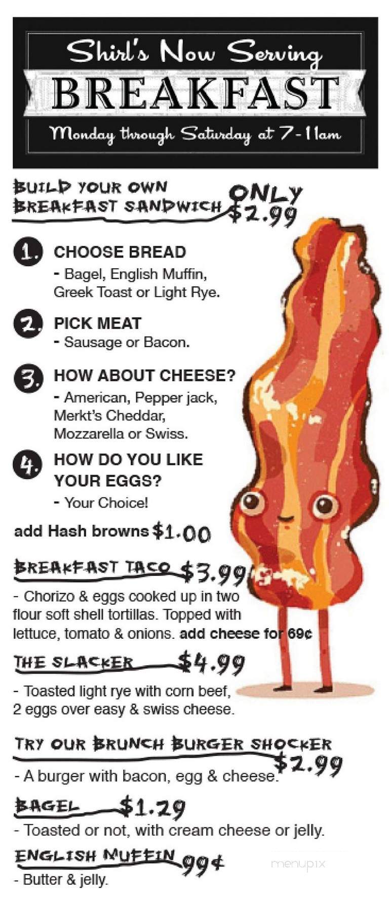 Shirl's Drive In - Kenosha, WI menu_pic