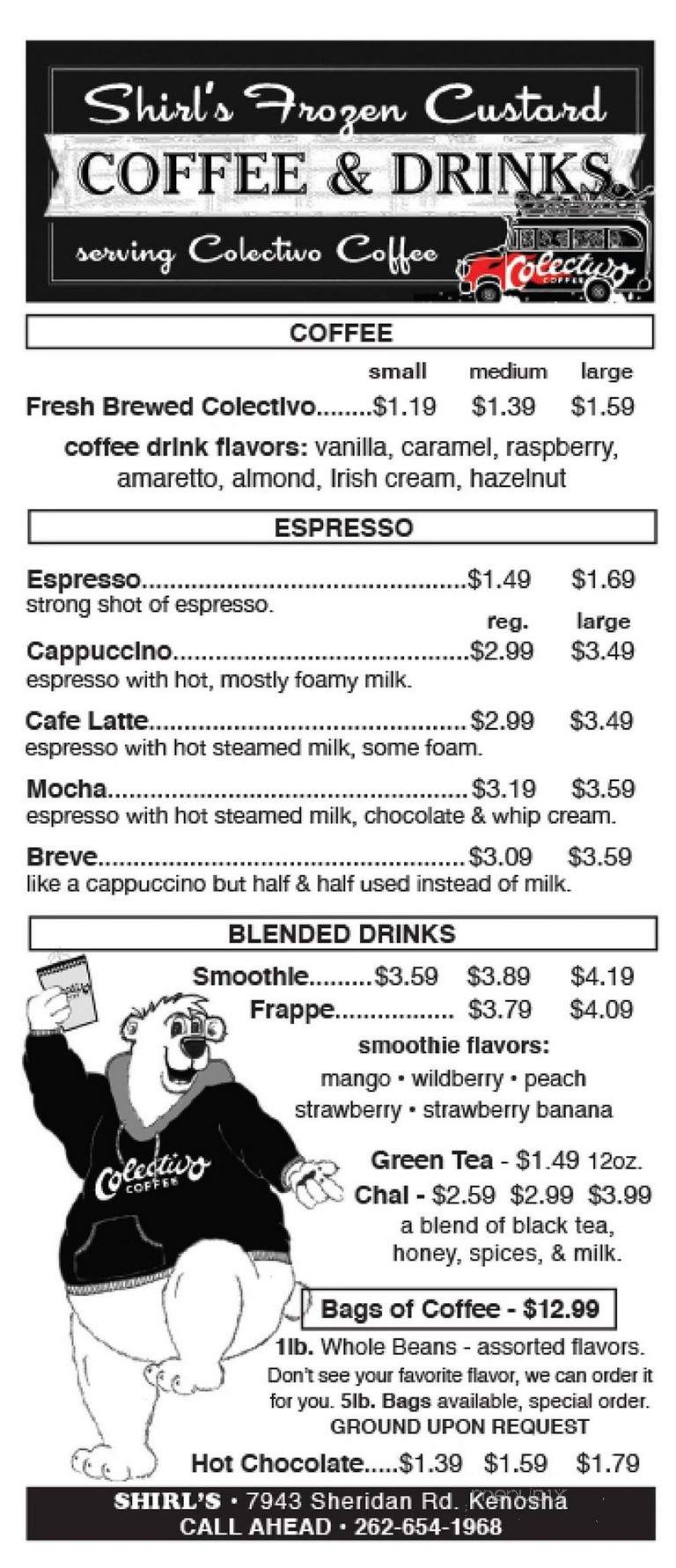 Shirl's Drive In - Kenosha, WI menu_pic