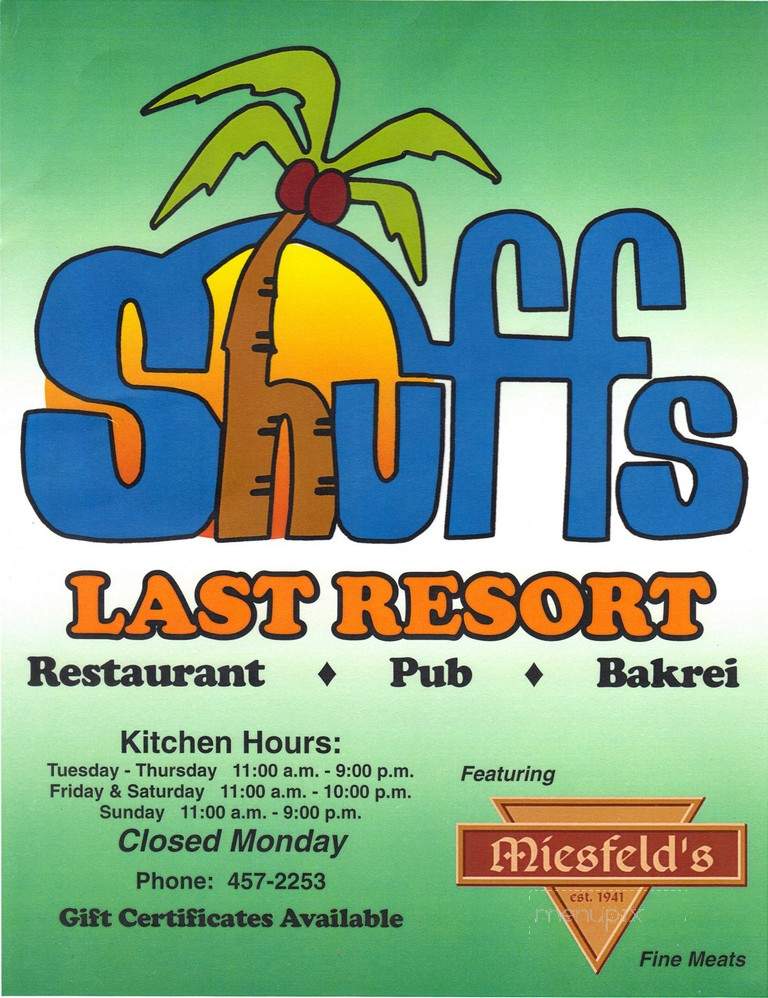 Shuffs Last Resort - Sheboygan, WI menu_pic