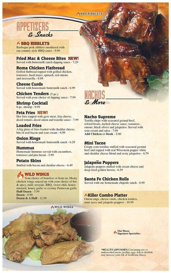 Sunset Supper Club & Lounge - Fond Du Lac, WI menu_pic