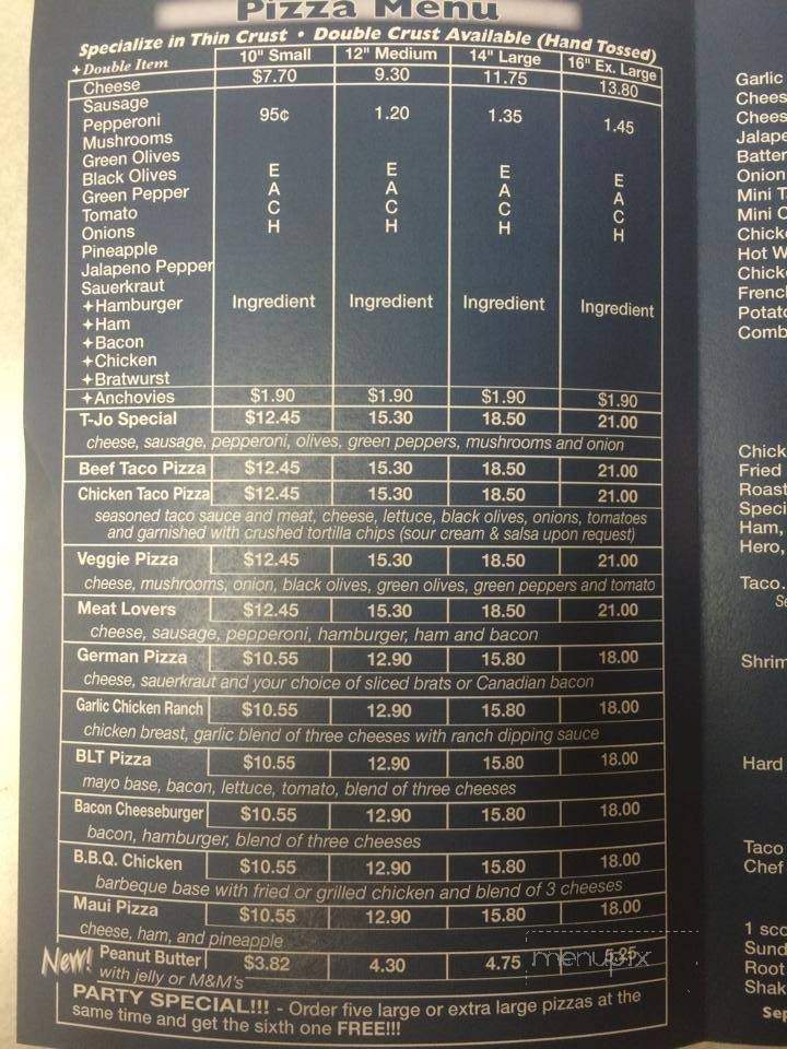 T-Jo's Pizza & Sandwich Shop - Holmen, WI menu_pic