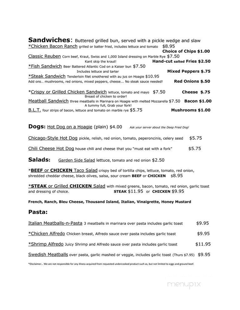 Trap & Fish Bar & Restaurant - Winter, WI menu_pic