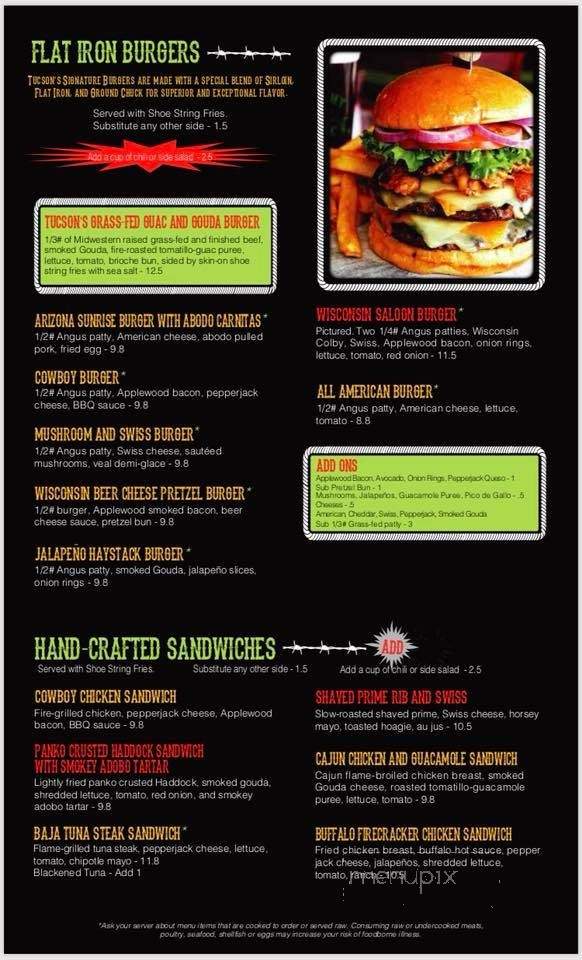 Tucson's Southwest Grill - Green Bay, WI menu_pic