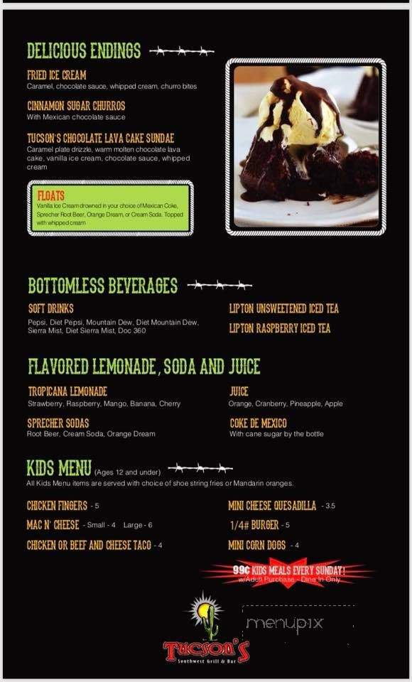 Tucson's Southwest Grill - Green Bay, WI menu_pic