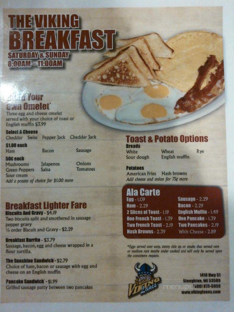 Viking Lanes - Stoughton, WI menu_pic