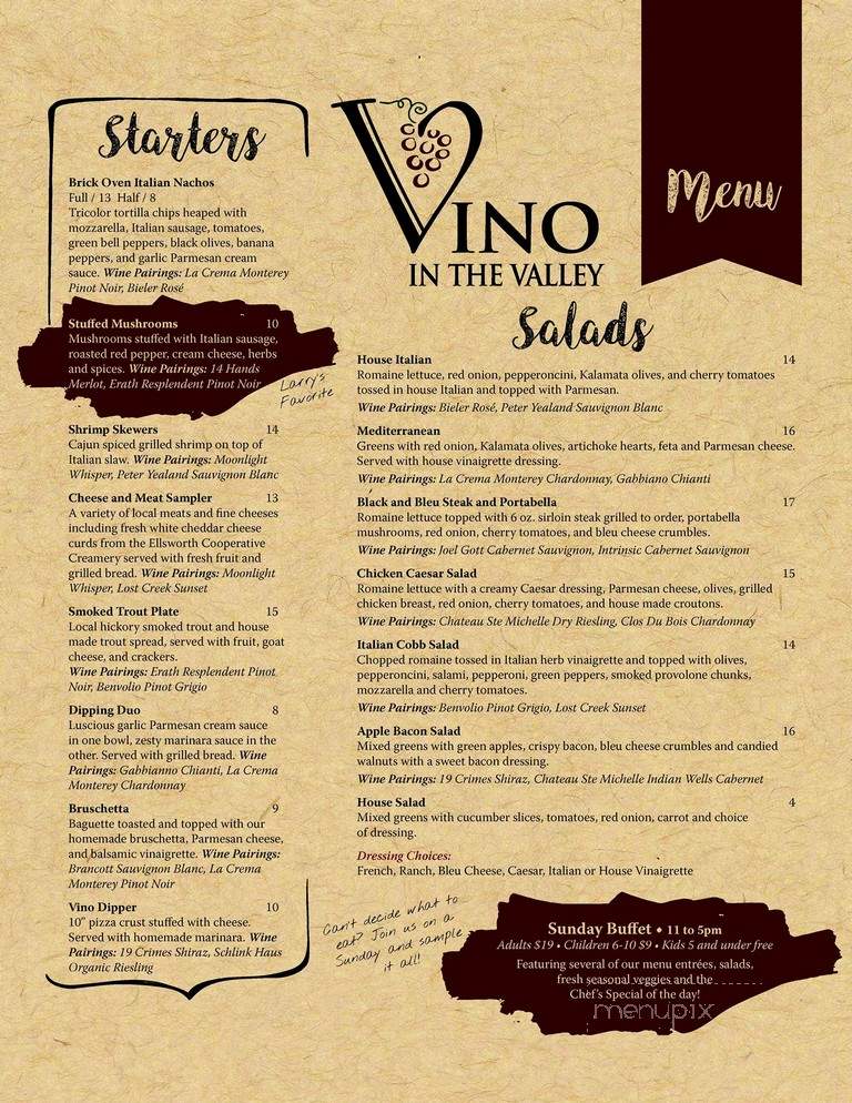 Vino In The Valley - Maiden Rock, WI menu_pic