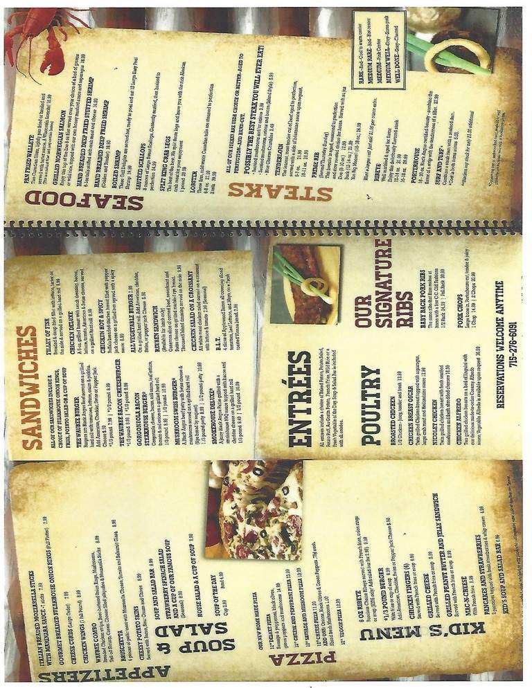 Waubee Lodge Resort Motel - Lakewood, WI menu_pic