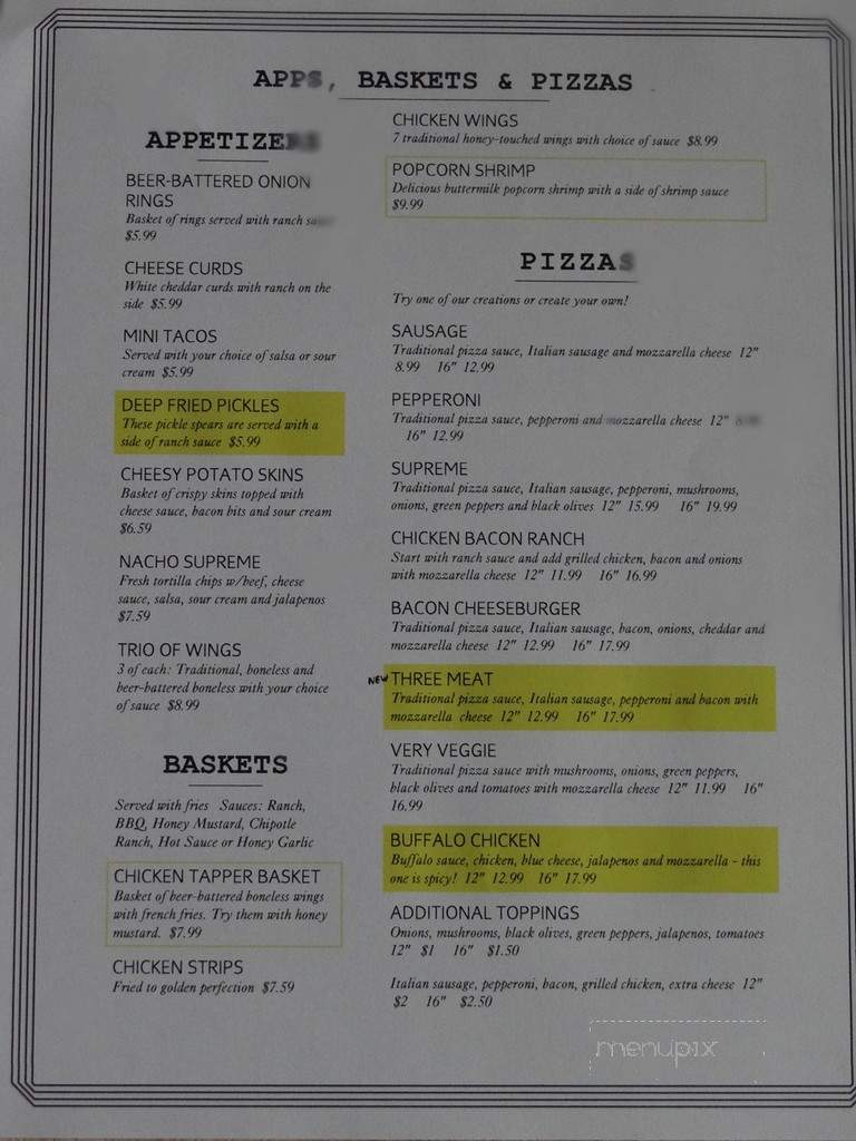 Wild Horse Saloon - Wisconsin Rapids, WI menu_pic