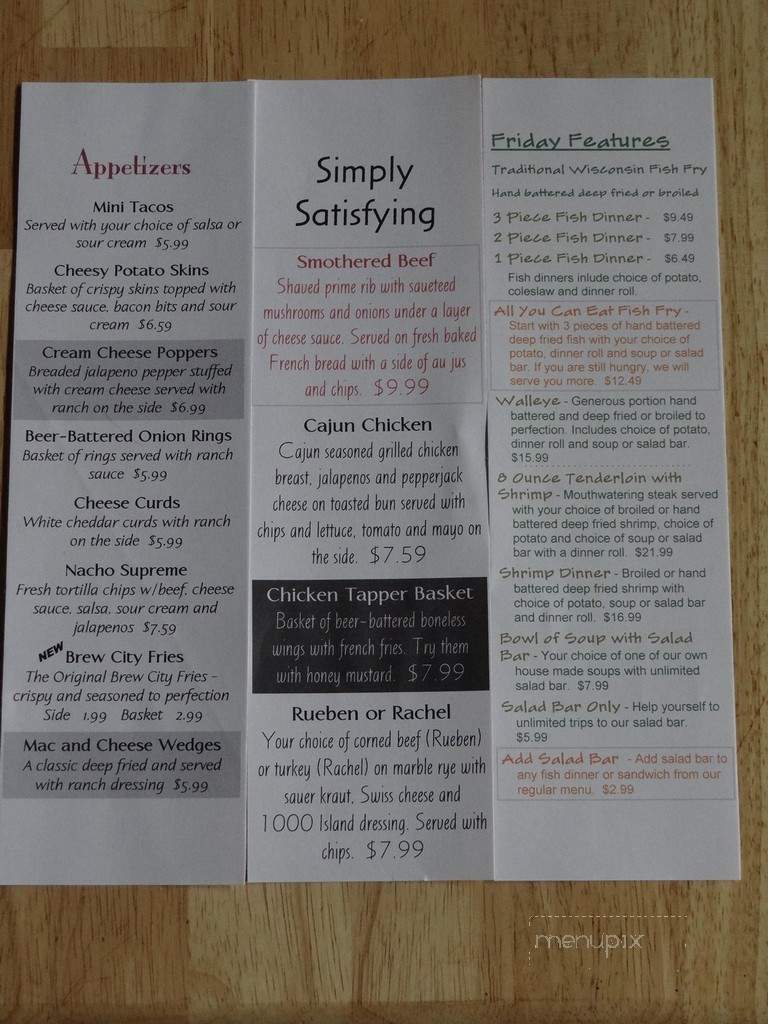 Wild Horse Saloon - Wisconsin Rapids, WI menu_pic