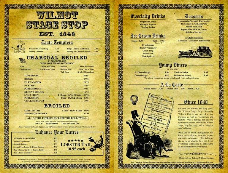 Wilmot Stage Stop - Wilmot, WI menu_pic
