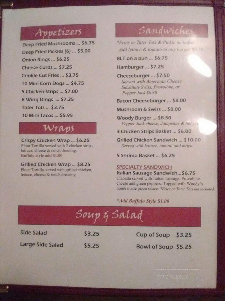 Woody's Food & Spirit - Herbster, WI menu_pic