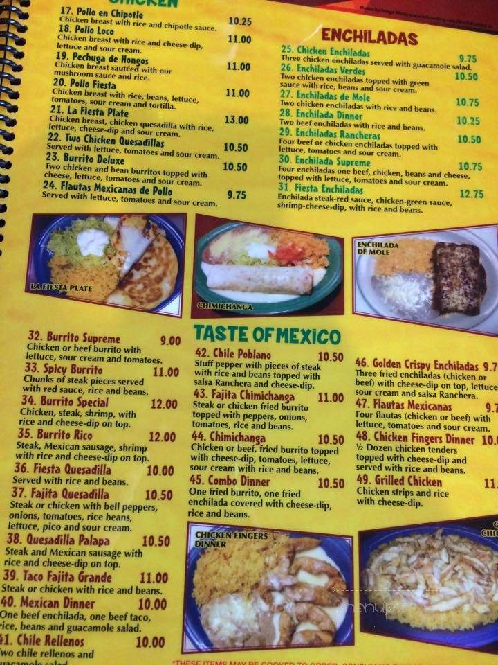 La Fiesta Mexican Restaurant - Tuscaloosa, AL menu_pic