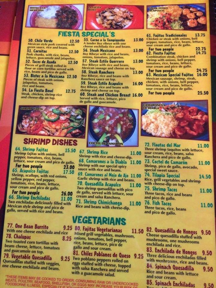 La Fiesta Mexican Restaurant - Tuscaloosa, AL menu_pic