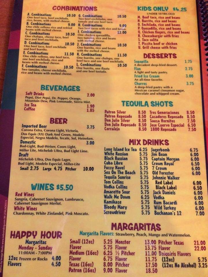 La Fiesta Mexican Restaurant - Tuscaloosa, AL menu_pic
