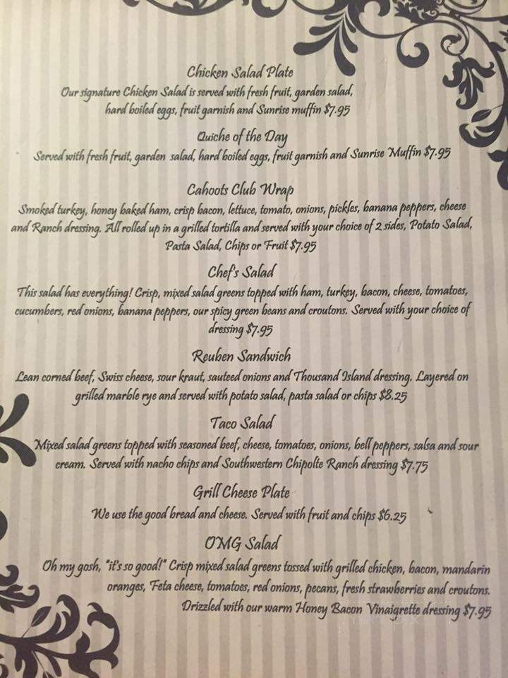 Cahoots - Hartselle, AL menu_pic